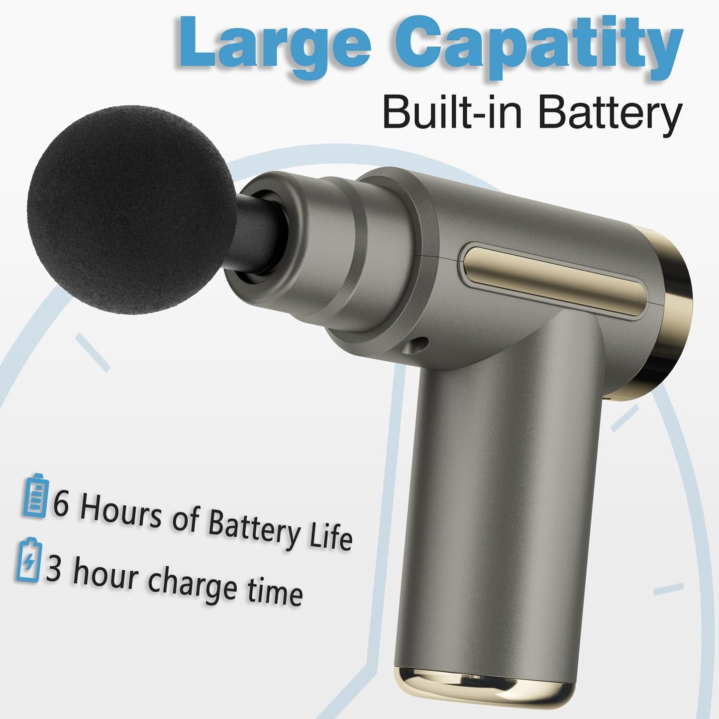 Portable Deep Tissue Massage Gun – Rechargeable Muscle Recovery Fascia Gun with 4 Massage Heads