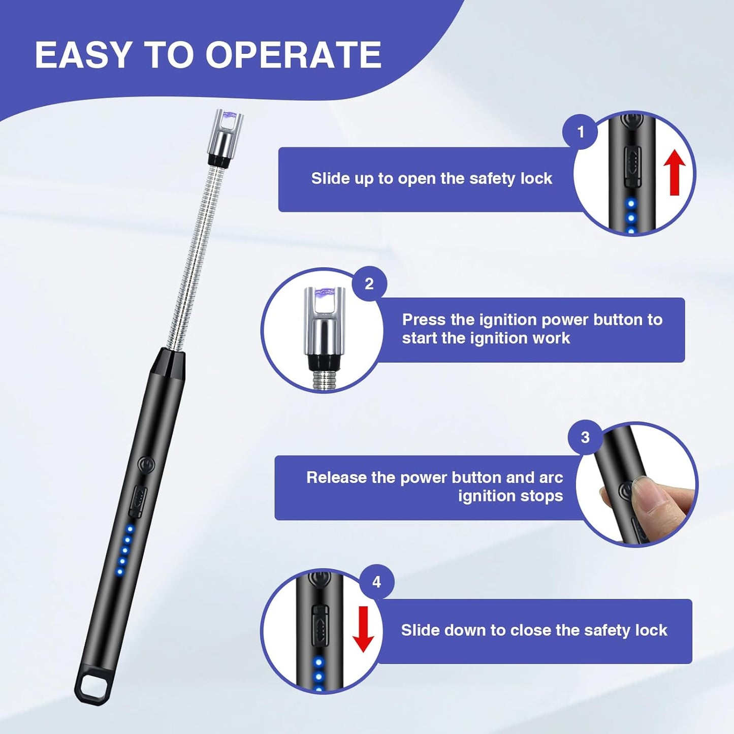 Rechargeable Electric Plasma Lighter – USB Flexible Neck Windproof Candle & Kitchen Lighter