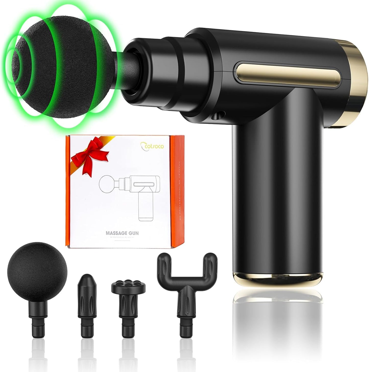 Portable Deep Tissue Massage Gun – Rechargeable Muscle Recovery Fascia Gun with 4 Massage Heads