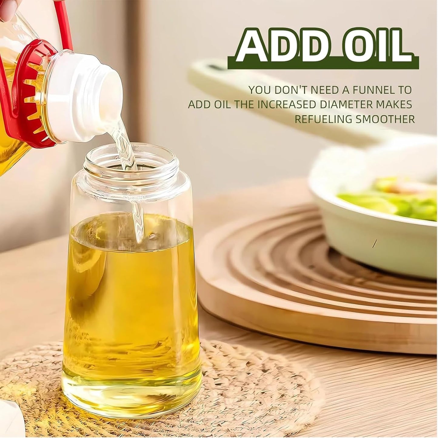 Premium Glass Oil Dispenser Bottle with Automatic Flip Lid – Leakproof Kitchen Oil Pourer