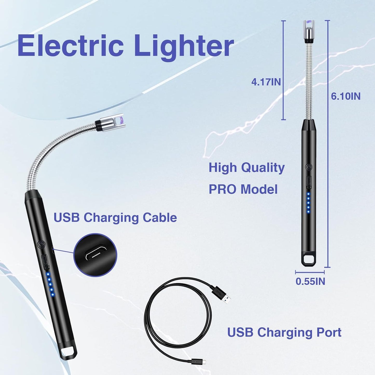 Rechargeable Electric Plasma Lighter – USB Flexible Neck Windproof Candle & Kitchen Lighter
