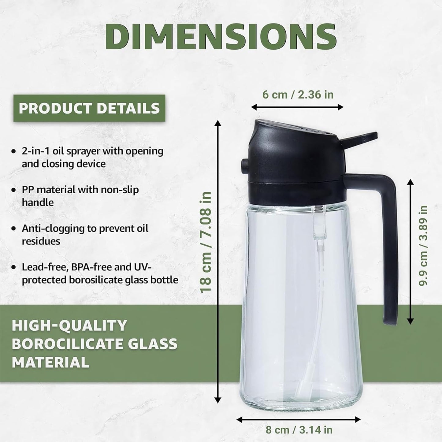 Premium Glass Oil Dispenser Bottle with Automatic Flip Lid – Leakproof Kitchen Oil Pourer