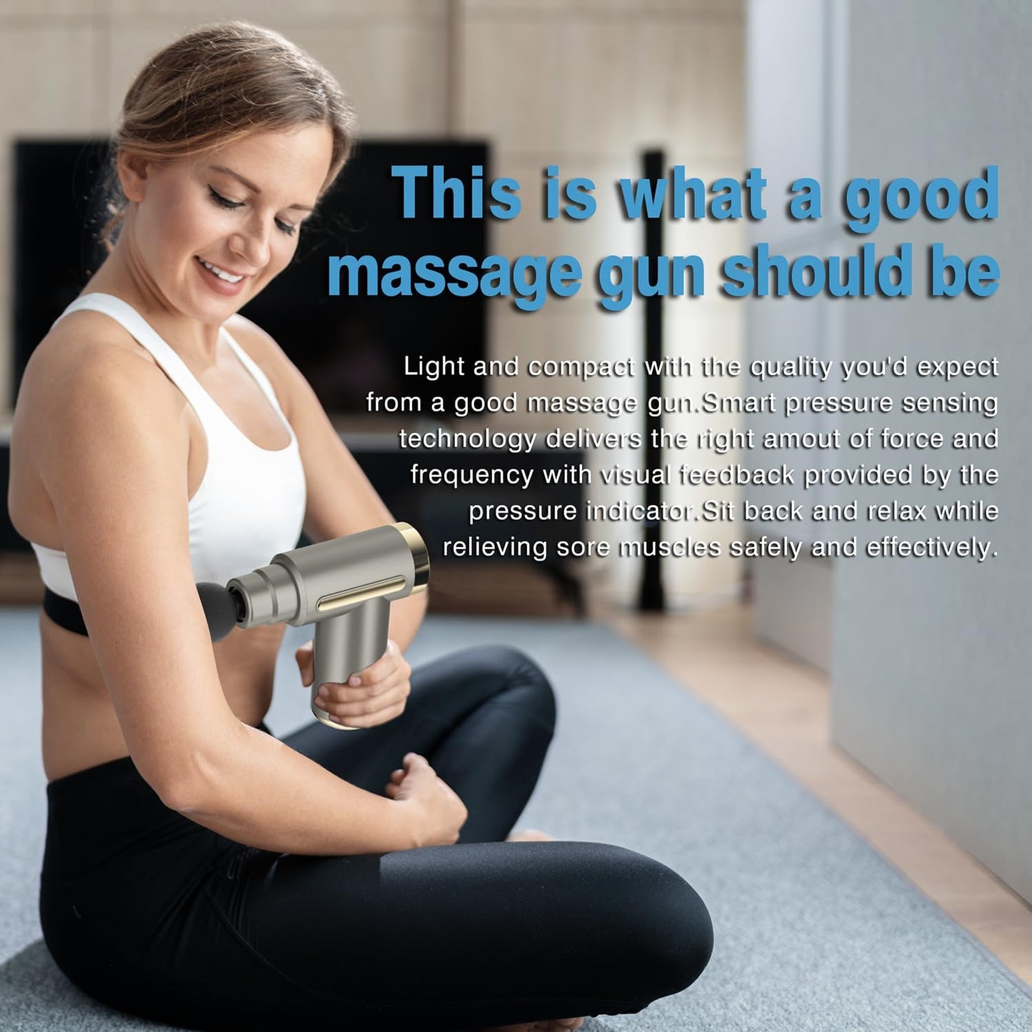 Portable Deep Tissue Massage Gun – Rechargeable Muscle Recovery Fascia Gun with 4 Massage Heads