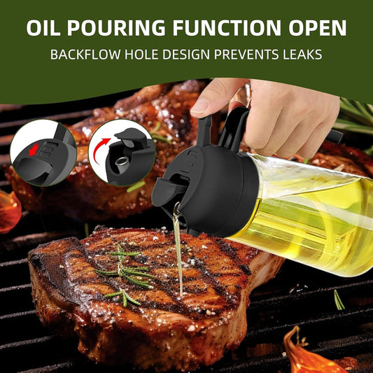 Premium Glass Oil Dispenser Bottle with Automatic Flip Lid – Leakproof Kitchen Oil Pourer