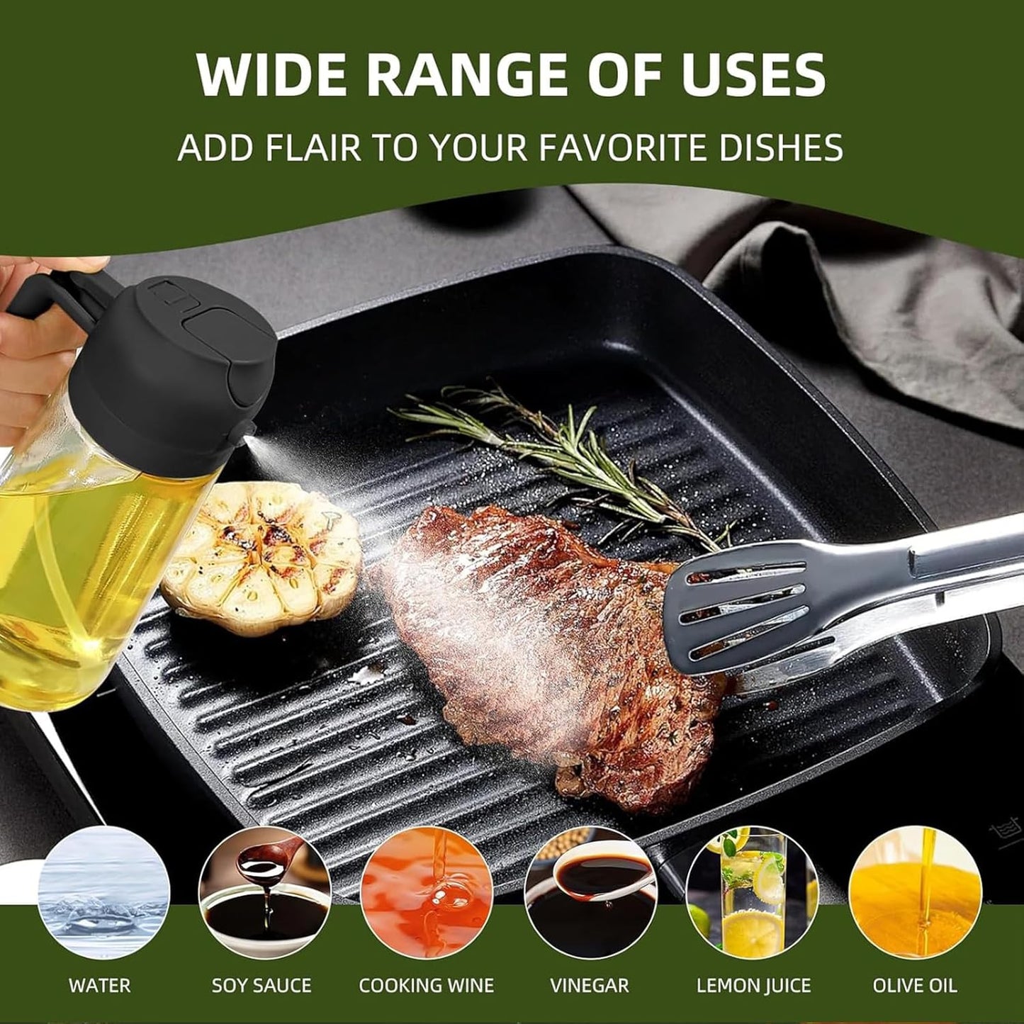 Premium Glass Oil Dispenser Bottle with Automatic Flip Lid – Leakproof Kitchen Oil Pourer