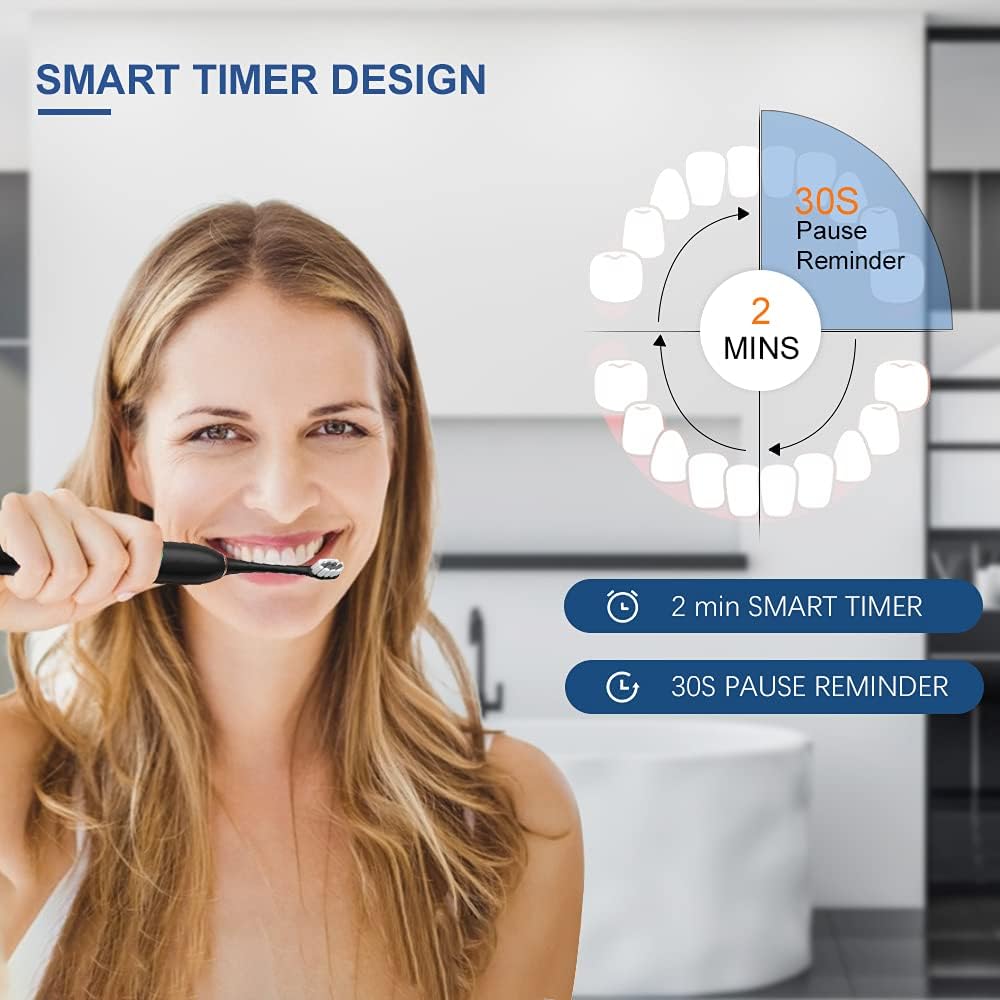 Dentonex Rechargeable Electric Toothbrush, 3 Cleaning Modes, 4 Brush Heads, Easy to carry